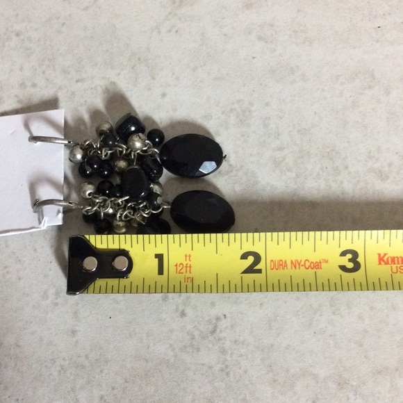 Silver and black beaded boho drop earrings - Picture 8 of 8